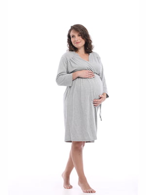 Халат для беременных и кормящих мам серый | 6087342