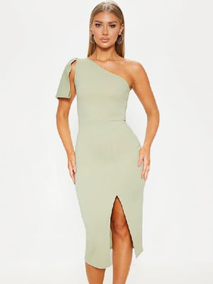 Сукня-футляр оливкового кольору | 6087899