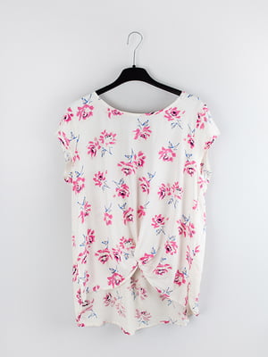 Блуза біла з квітковим принтом | 6088272