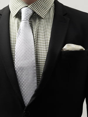 Краватка срібляста з візерунком | 6089981