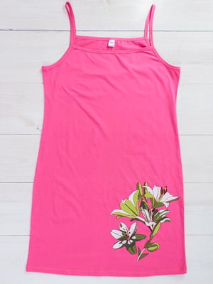 Рубашка ночная розовая с принтом | 6091212
