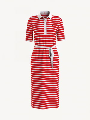 Платье А-силуэта красное в полоску | 6095223