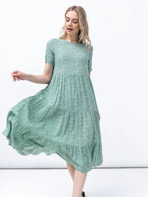 Сукня А-силуету зелена з квітковим принтом | 6095873