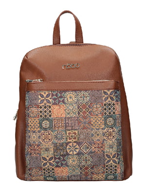Рюкзак коричневий із принтом | 6096233