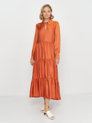 Сукня атласна теракотового кольору | 6068138