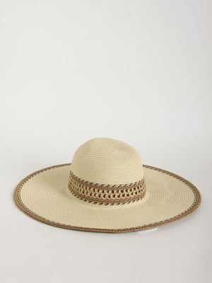 Шляпа бежевая с декором | 5796165