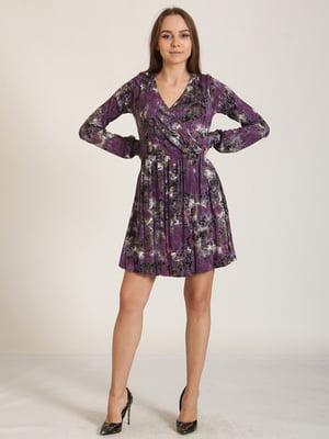 Платье А-силуэта фиолетовое в принт | 5796824