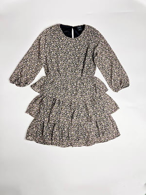 Сукня А-силуету коричнева в квітковий принт | 6110174