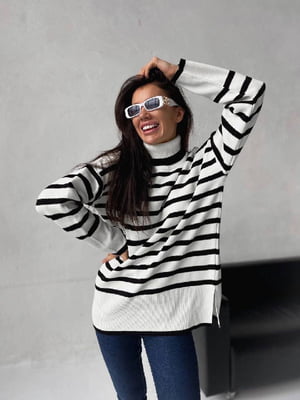 Туніка- светр білий у смужку | 6106314