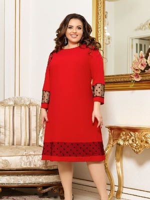 Сукня А-силуету червона з декором | 6108696