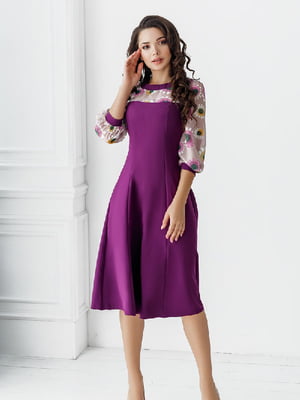 Сукня А-силуету фіолетова в квітковий принт | 6108721