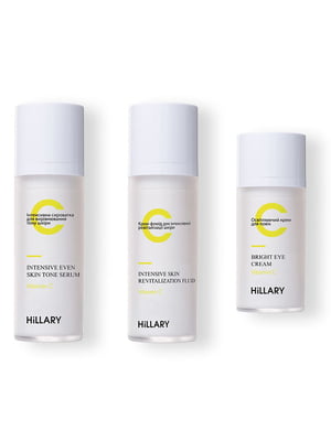 Набір косметичних засобів для 3-х крокового догляду за обличчям з вітаміном С Hillary 3 Step Care Vitamin С: крем-флюїд для обличчя, сироватка та крем для повік | 6110397