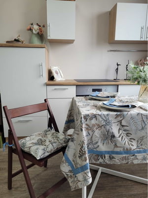 Подушка на стілець "Міра" молочного кольору в принт (40х40 см) - Прованс - 6111009