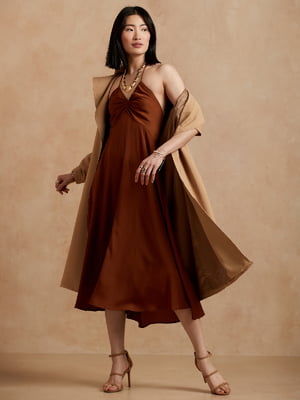 Сукня А-силуету коричнева | 6112866