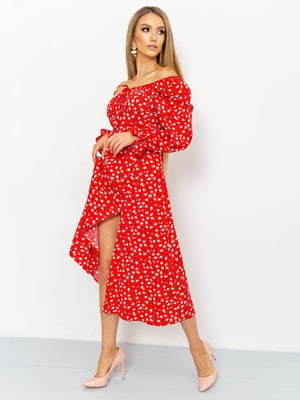 Сукня А-силуету червона в квітковий принт | 6114669