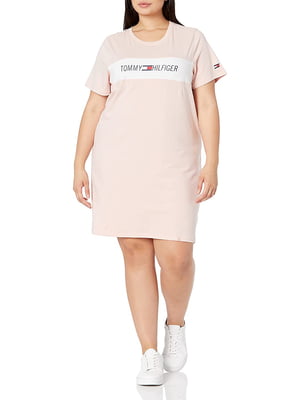 Сукня-футболка пудрового кольору | 6115364