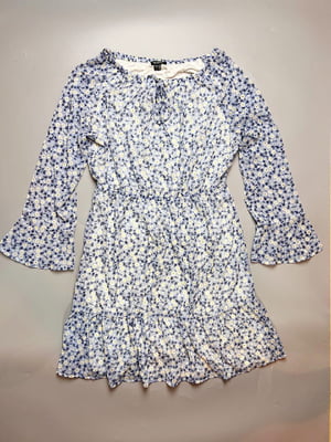 Сукня А-силуету блакитна в квітковий принт | 6117788