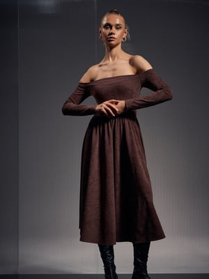Сукня А-силуету шоколадного кольору | 6119917