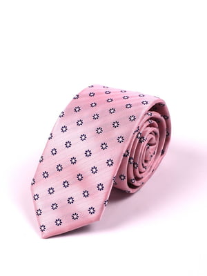 Краватка рожева в принт | 6124364