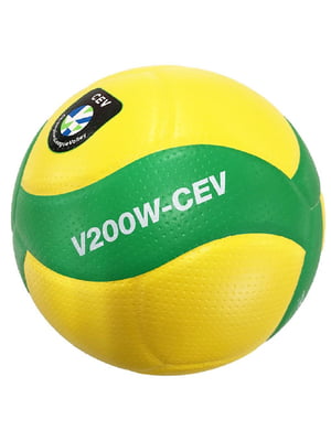 М'яч волейбольний жовто-зелений із принтом | 6053937