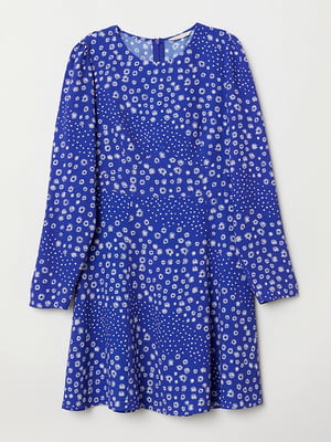 Сукня А-силуету синя з квітковим принтом | 5712045