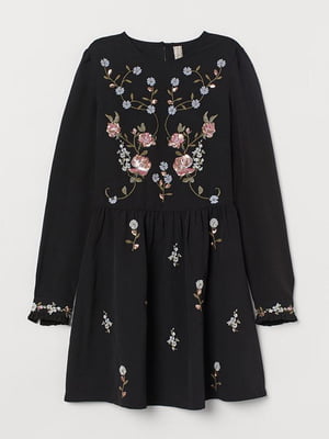 Сукня чорна з квітковою вишивкою | 5726987