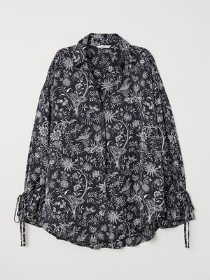 Блуза чорна в квітковий принт | 5917414