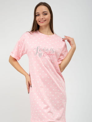 Рубашка ночная розовая с принтом | 6129909