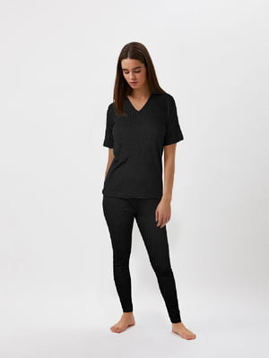 Пижама черная: футболка и леггинсы | 6133402