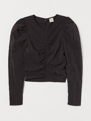 Блуза черная с присборенными швами | 6133461