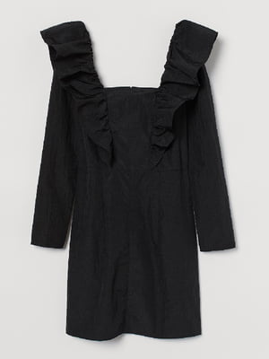 Платье черное с рюшами | 6133507