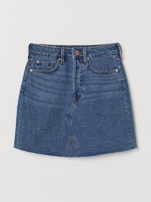Голубая джинсовая юбка с необработанным подолом | 6133511