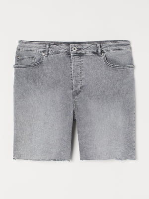 Шорты джинсовые серые с эффектом потертости | 6133526