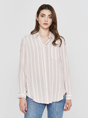 Рубашка светло-розовая в полоску | 6134252