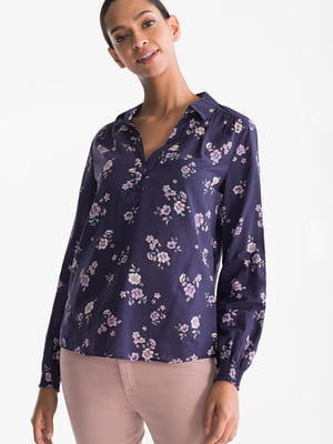 Блуза фіолетова з квітковим принтом | 6251874