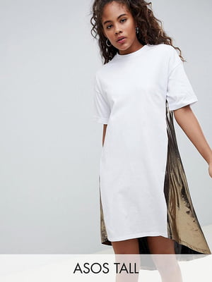 Платье-футболка бело-бронзового цвета | 6252618