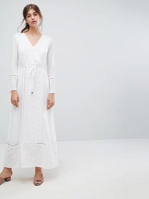Платье А-силуэта белое с вышивкой | 6252630