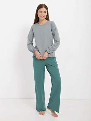 Пижама серо-зеленая | 6253005