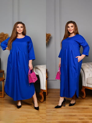 Жіноче довге плаття тканина софт розмір: 52-54, 56-58, 60-62, 64-66 синій, 52/54 | 6253094