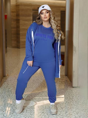 Жіночий спортивний костюм-трійка кофта футболки штани розмір: 50-52, 54-56, 58-60 синій, 50/52 | 6253176