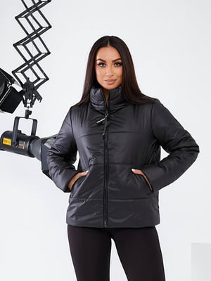 Жіноча демісезонна куртка плащівка на 150 синтепоні розмір: 48-50, 52-54, 56-58, 60-62 чорний, 48/50 | 6253184