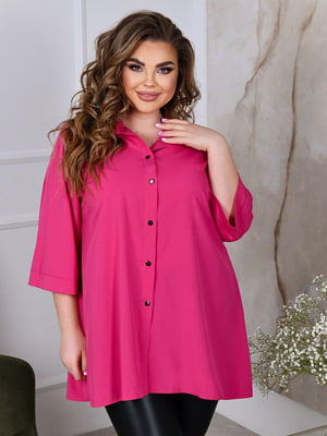 Жіноча класична блузка подовжена вільного фасону розмір: 52-54, 56-58, 60-62, 64-66 малина, 52/54 | 6253272