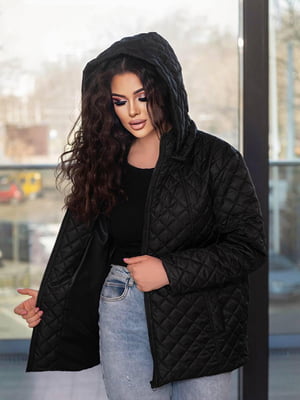 Жіноча демісезонна куртка коротка плащівка на 100 синтепоні розмір: 48-50, 52-54, 56-58, 60-62 чорний, 48/50 | 6253286