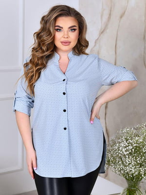 Жіноча класична блузка тканина супер софт розмір: 52-54, 56-58, 60-62, 64-66 блакитний, 52/54 | 6253299
