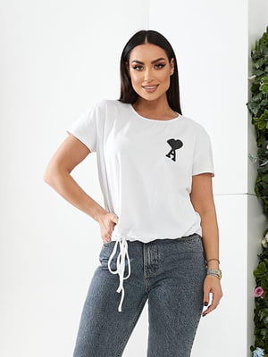 Жіноча футболка на зав'язках чорна біла батальна розмір універсальний 48-54 | 6253319