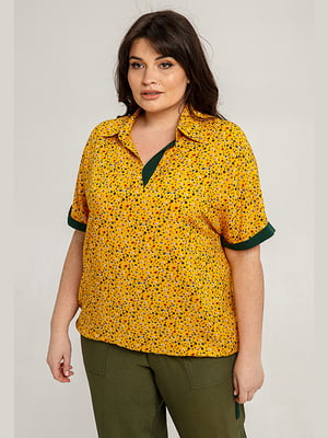 Блуза жовта з квітковим принтом | 6255872