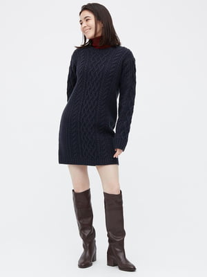 Платье-свитер темно-синее | 6256426