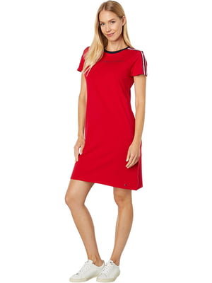 Сукня-футболка червона з принтом | 6256494