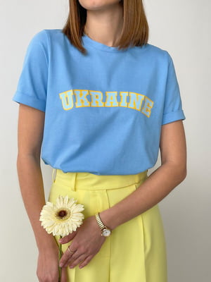 Футболка голубая с надписью Ukraine | 6259283