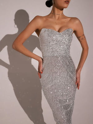 Сукня вечірня сріблястого кольору | 6260294
